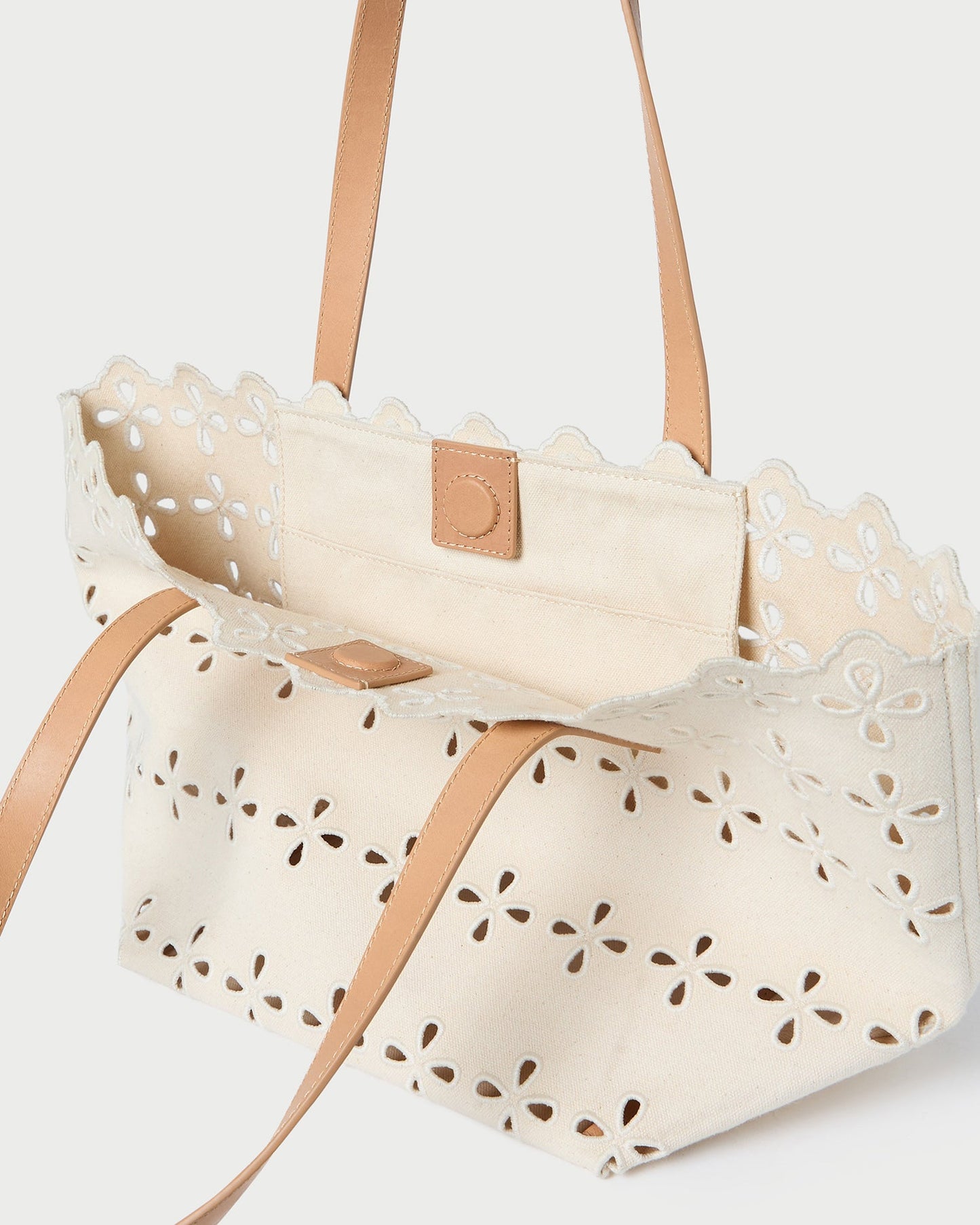 Sac fourre-tout en toile brodée naturelle Easton