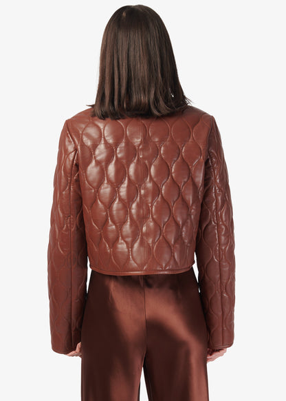 Veste en cuir véritable Wanda Mousse