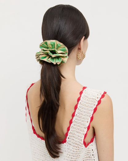Chouchou superposé vert/beige Felice