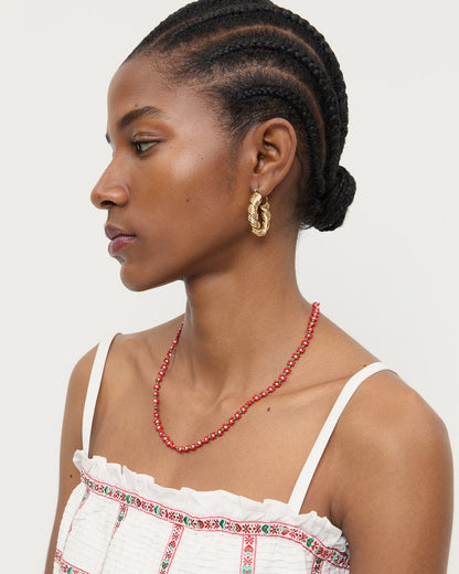 Ensemble de perles Flora rouge/blanc