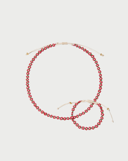 Ensemble de perles Flora rouge/blanc