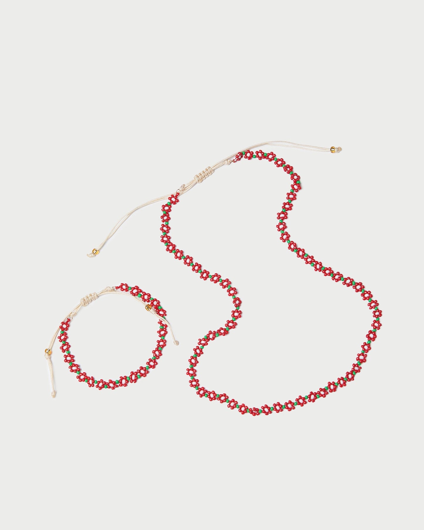 Ensemble de perles Flora rouge/blanc