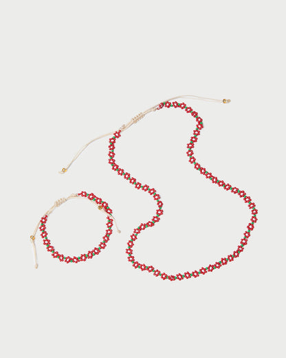 Ensemble de perles Flora rouge/blanc