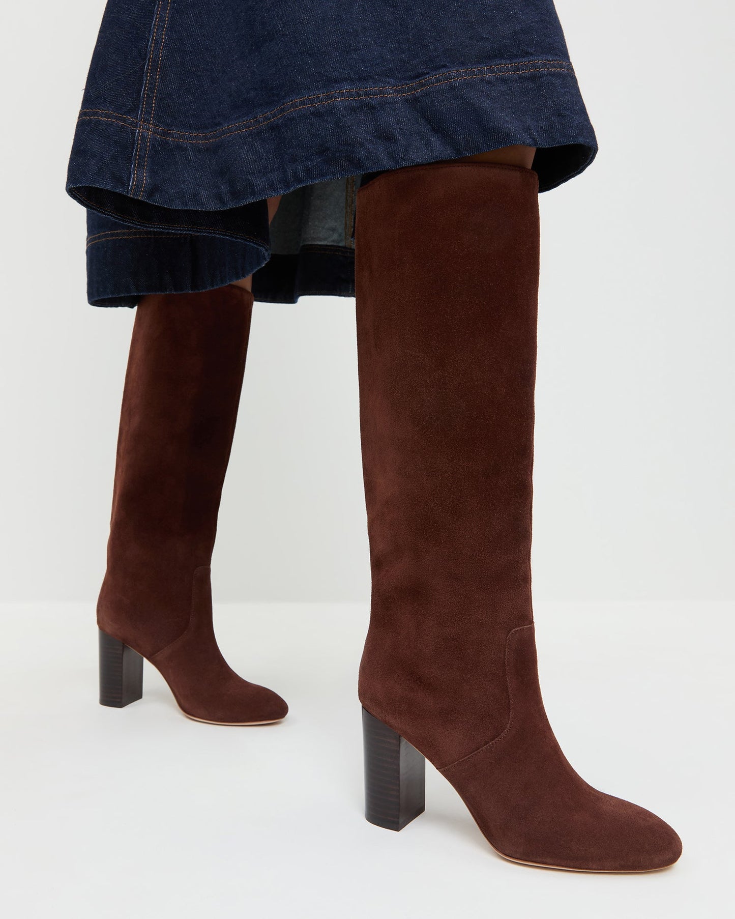 Bottes hautes en daim Goldy Espresso