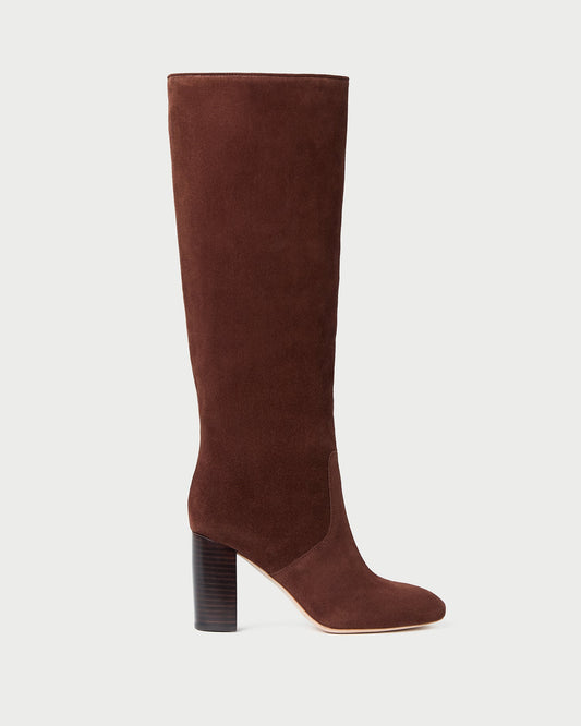 Bottes hautes en daim Goldy Espresso