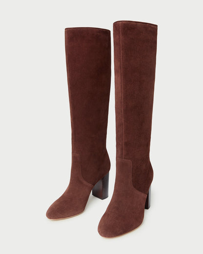 Bottes hautes en daim Goldy Espresso