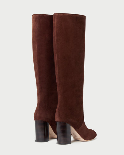 Bottes hautes en daim Goldy Espresso
