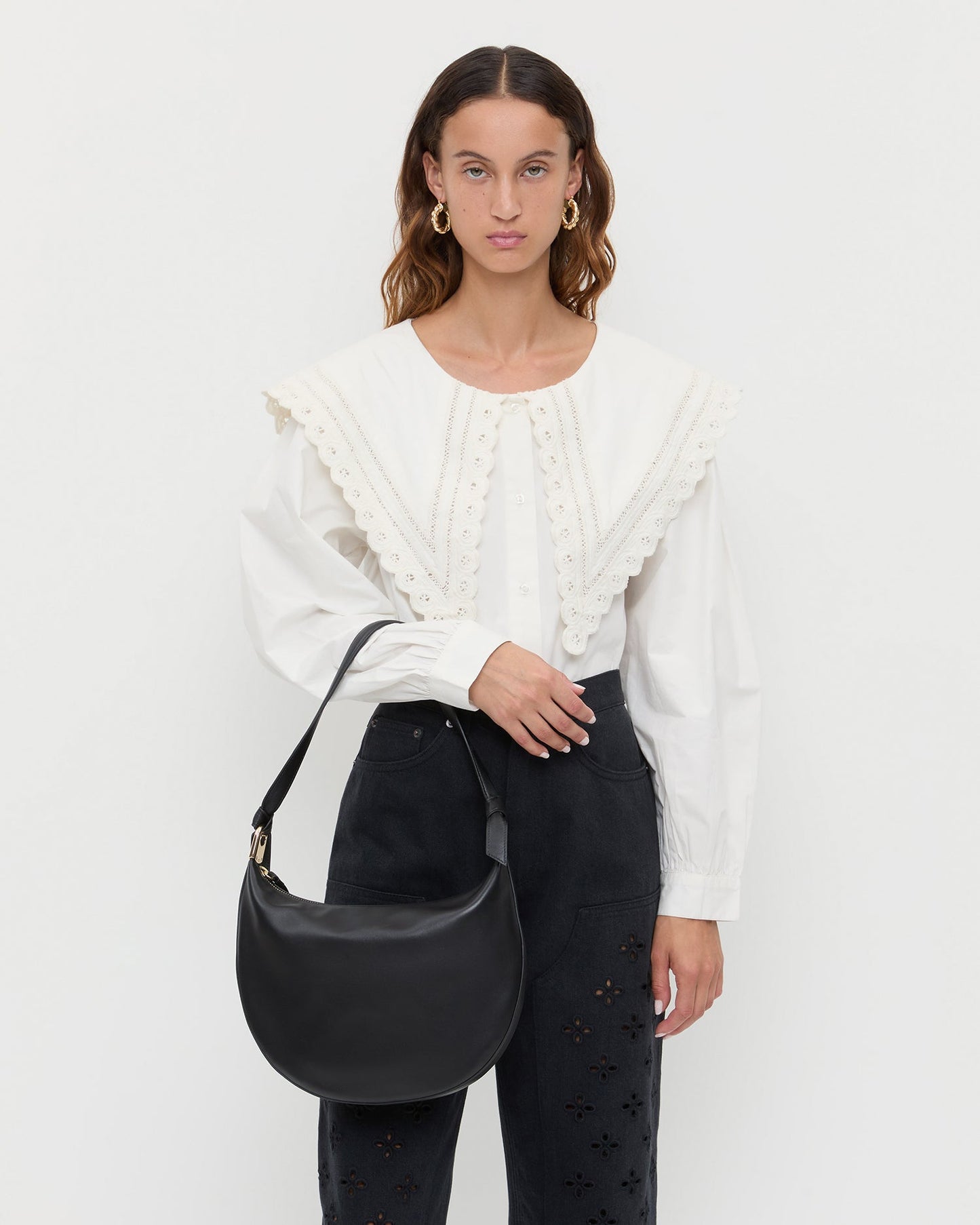 Sac à bandoulière en cuir noir Harlow