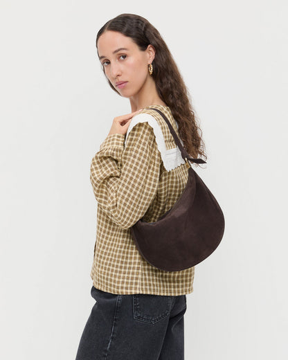 Sac à bandoulière en daim marron Harlow