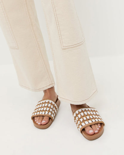 Sandale crochetée Henri Brown/White