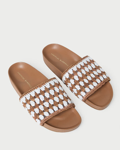 Sandale crochetée Henri Brown/White