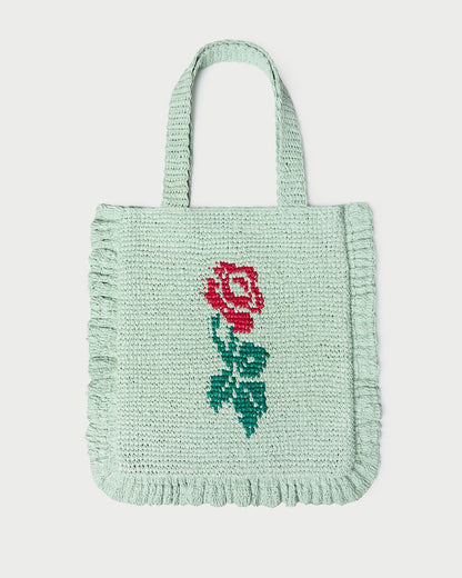 Sac fourre-tout Justine Mint à volants au crochet