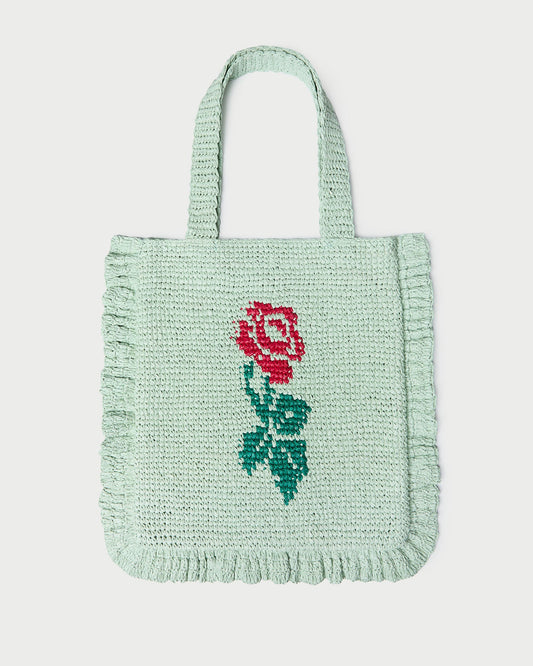 Sac fourre-tout Justine Mint à volants au crochet