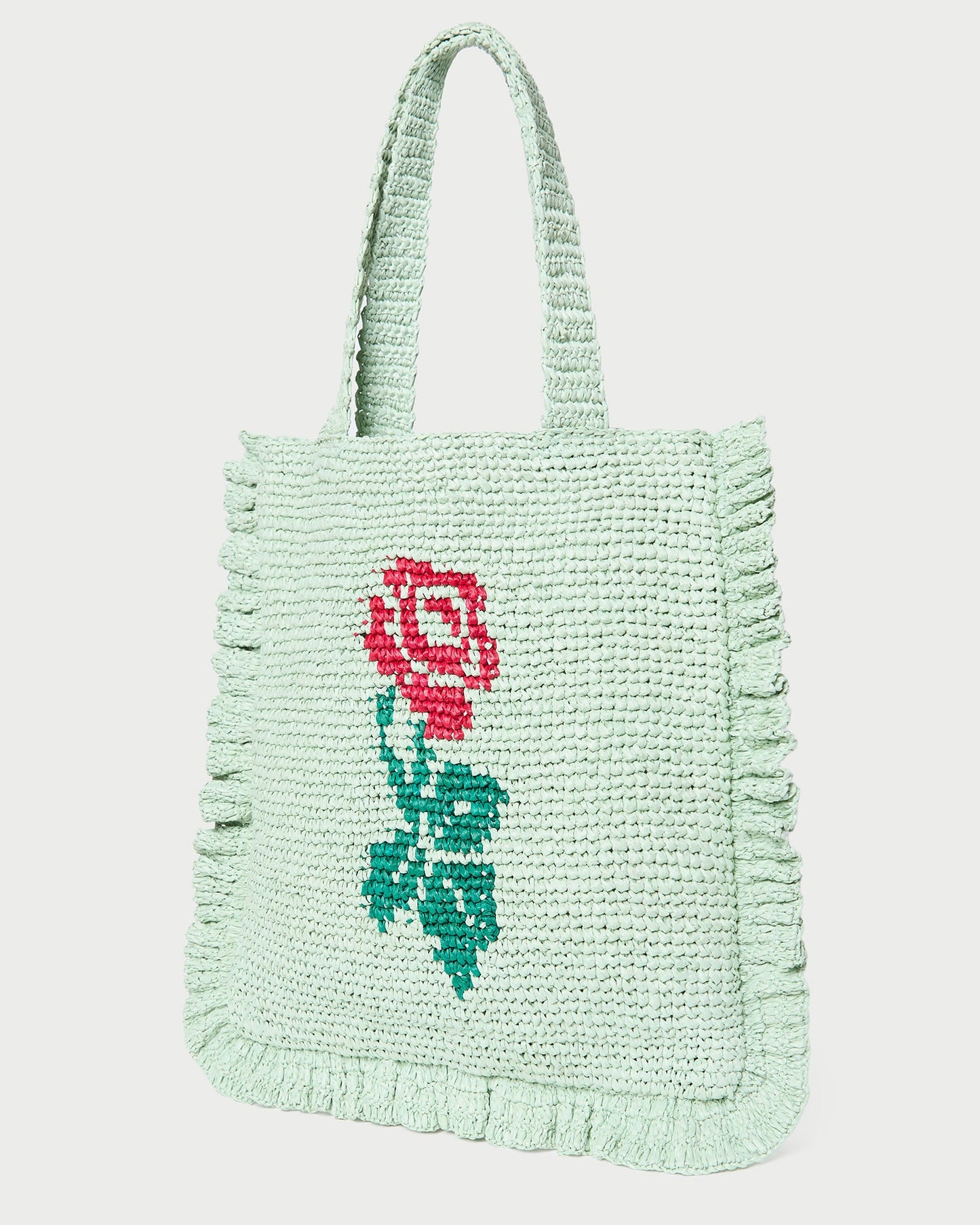 Sac fourre-tout Justine Mint à volants au crochet