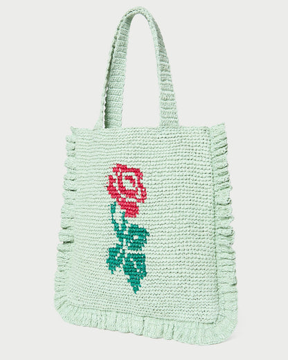 Sac fourre-tout Justine Mint à volants au crochet