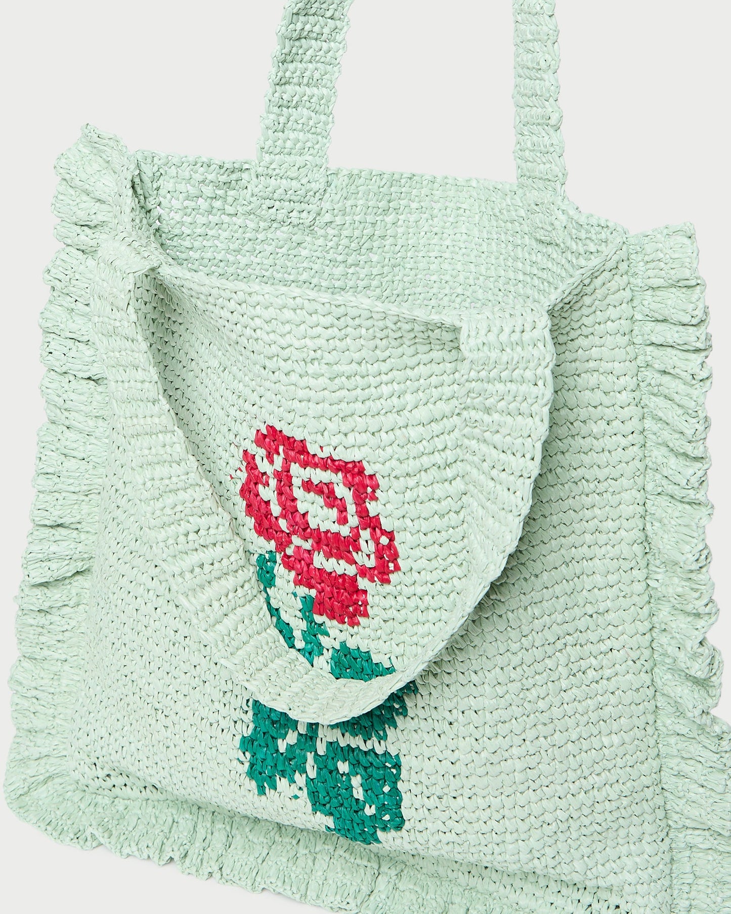 Sac fourre-tout Justine Mint à volants au crochet