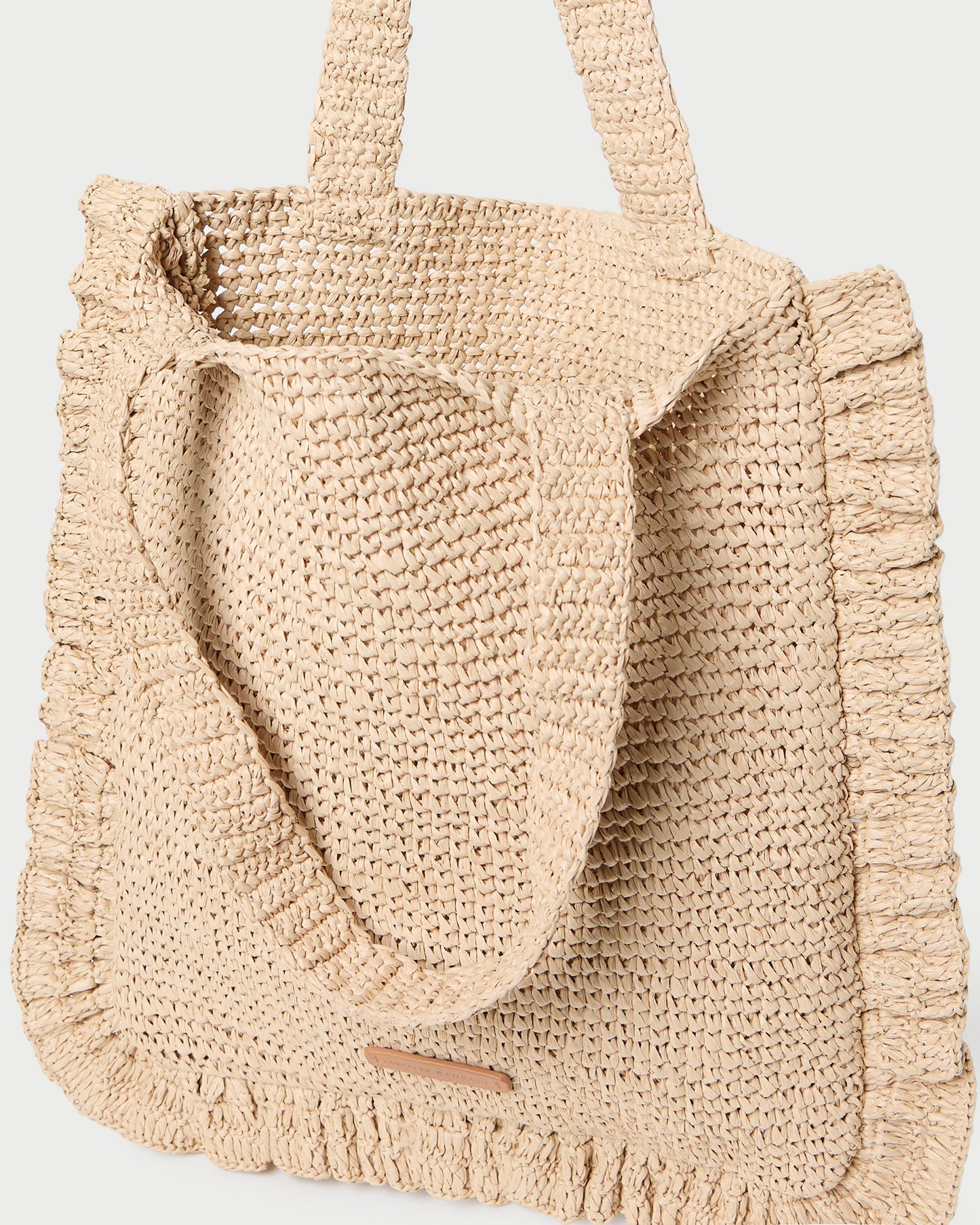 Sac fourre-tout à volants en crochet naturel Justine