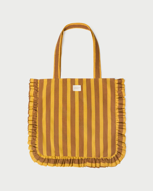 Sac fourre-tout Justine à rayures marron/jaune