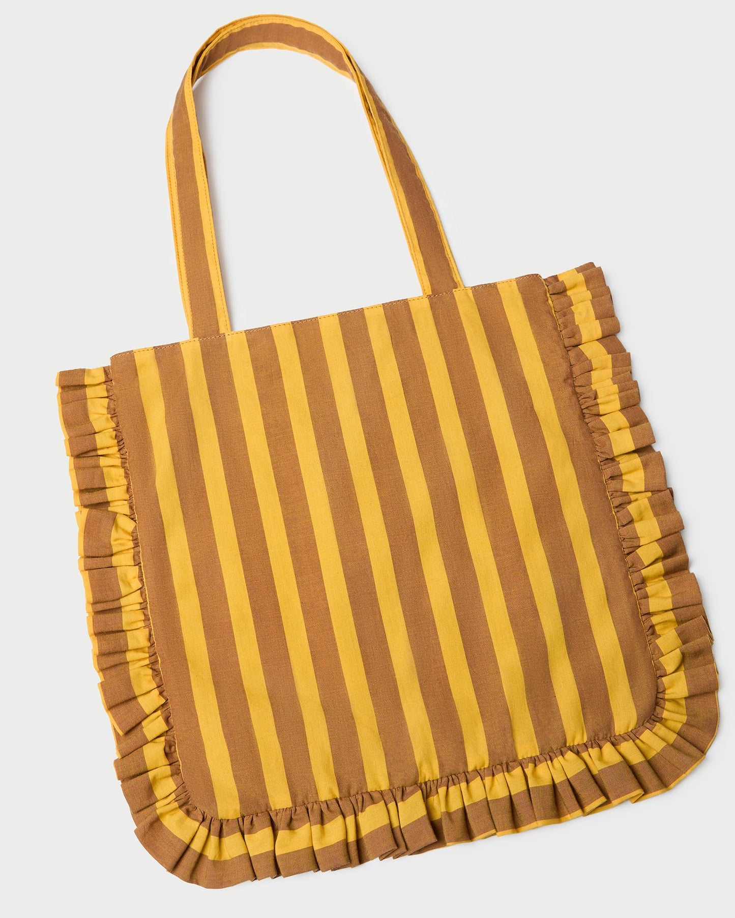 Sac fourre-tout Justine à rayures marron/jaune