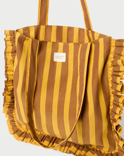 Sac fourre-tout Justine à rayures marron/jaune