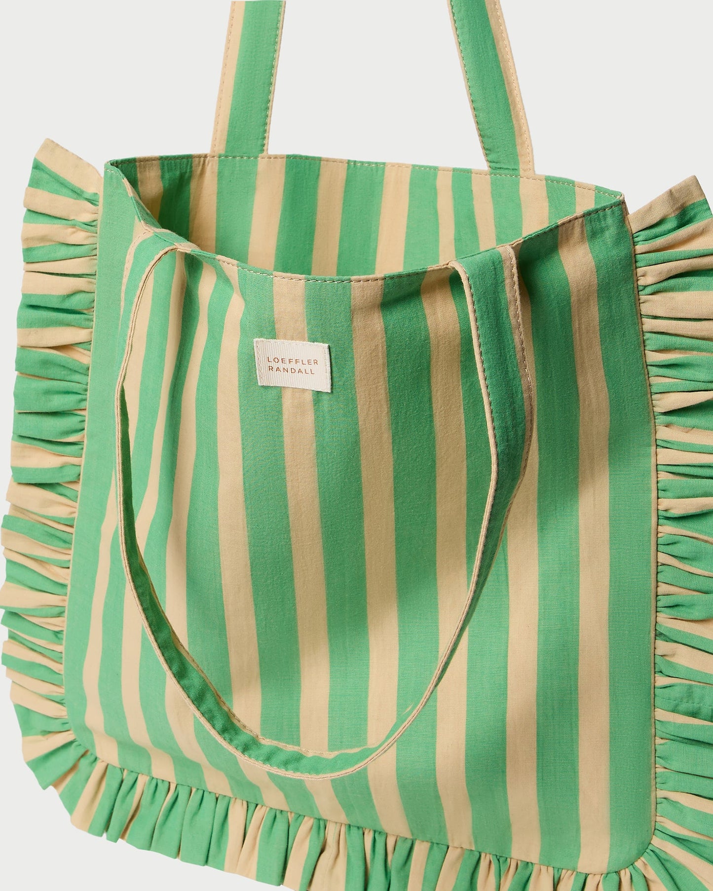 Sac fourre-tout Justine à rayures vertes et beiges