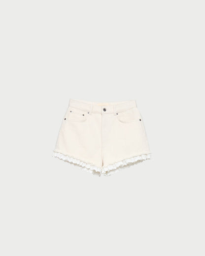 Short en jean à bordure en dentelle Kay