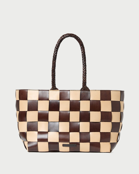 Sac fourre-tout en cuir tressé Klara Brown/Butter