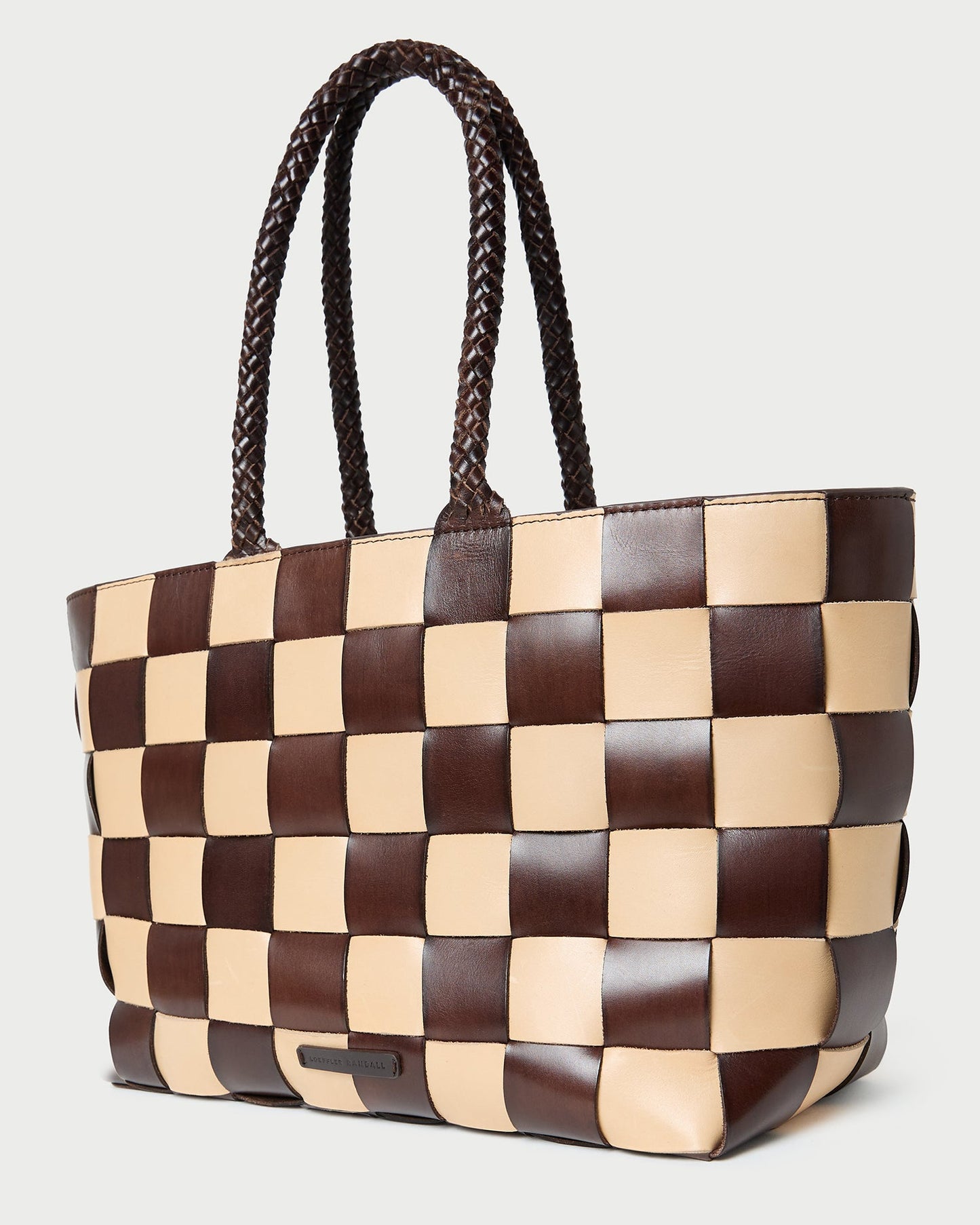 Sac fourre-tout en cuir tressé Klara Brown/Butter