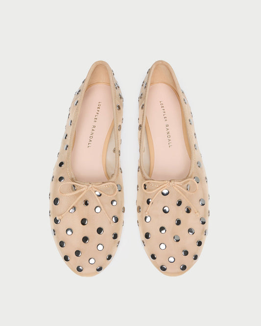 Ballerines Landon en maille caramel/argent