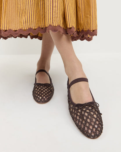 Ballerines plates au crochet Leonie Chocolat