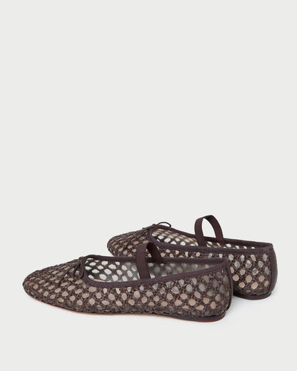 Ballerines plates au crochet Leonie Chocolat