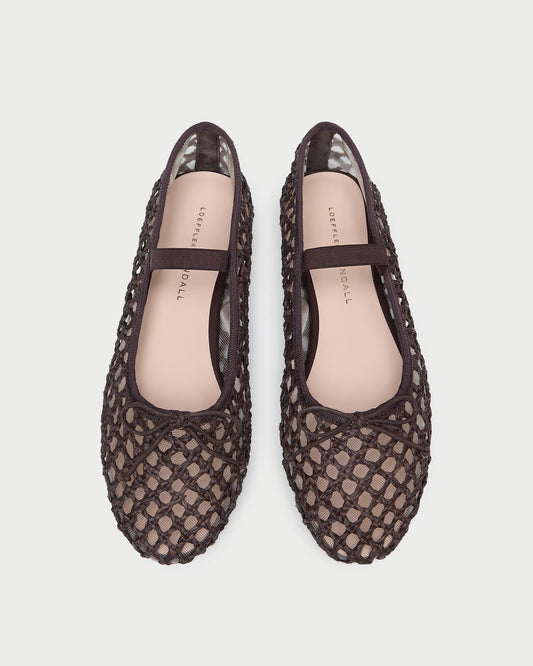 Ballerines plates au crochet Leonie Chocolat