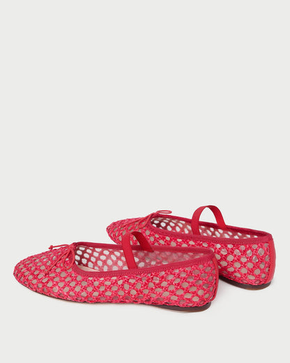 Ballerines plates au crochet rouge Leonie