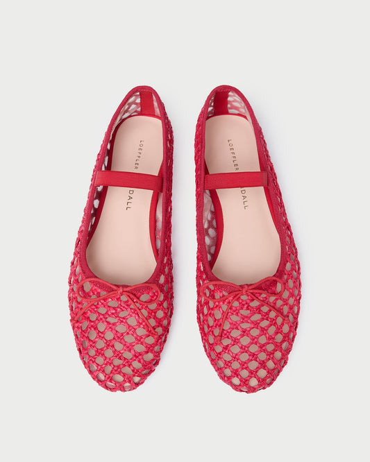 Ballerines plates au crochet rouge Leonie