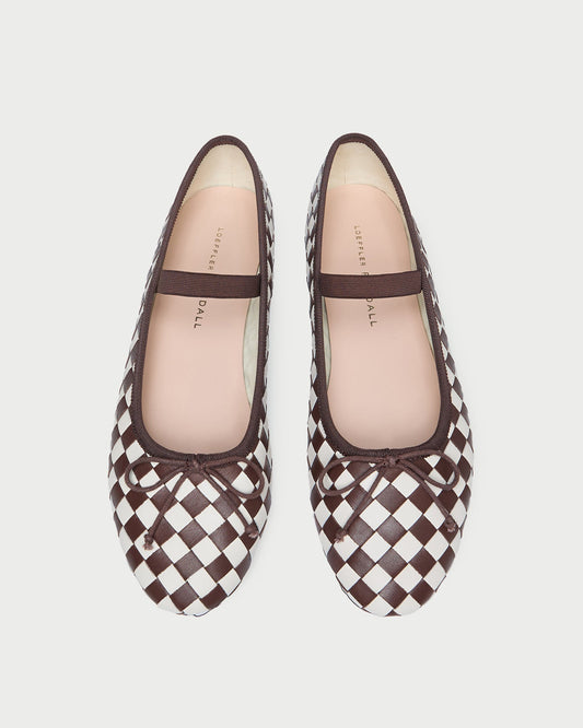 Ballerines tissées chocolat/crème Leonie