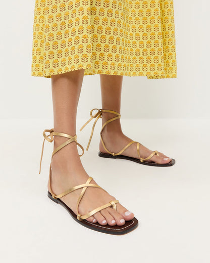 Sandale à lacets Lianna Gold/Espresso