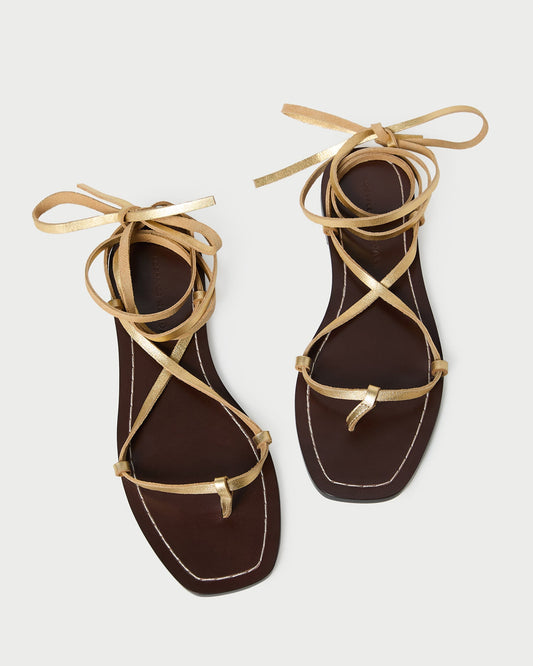 Sandale à lacets Lianna Gold/Espresso