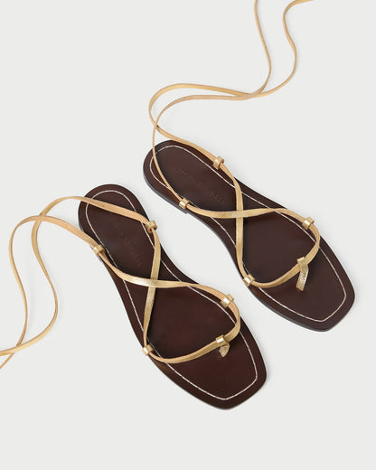 Sandale à lacets Lianna Gold/Espresso