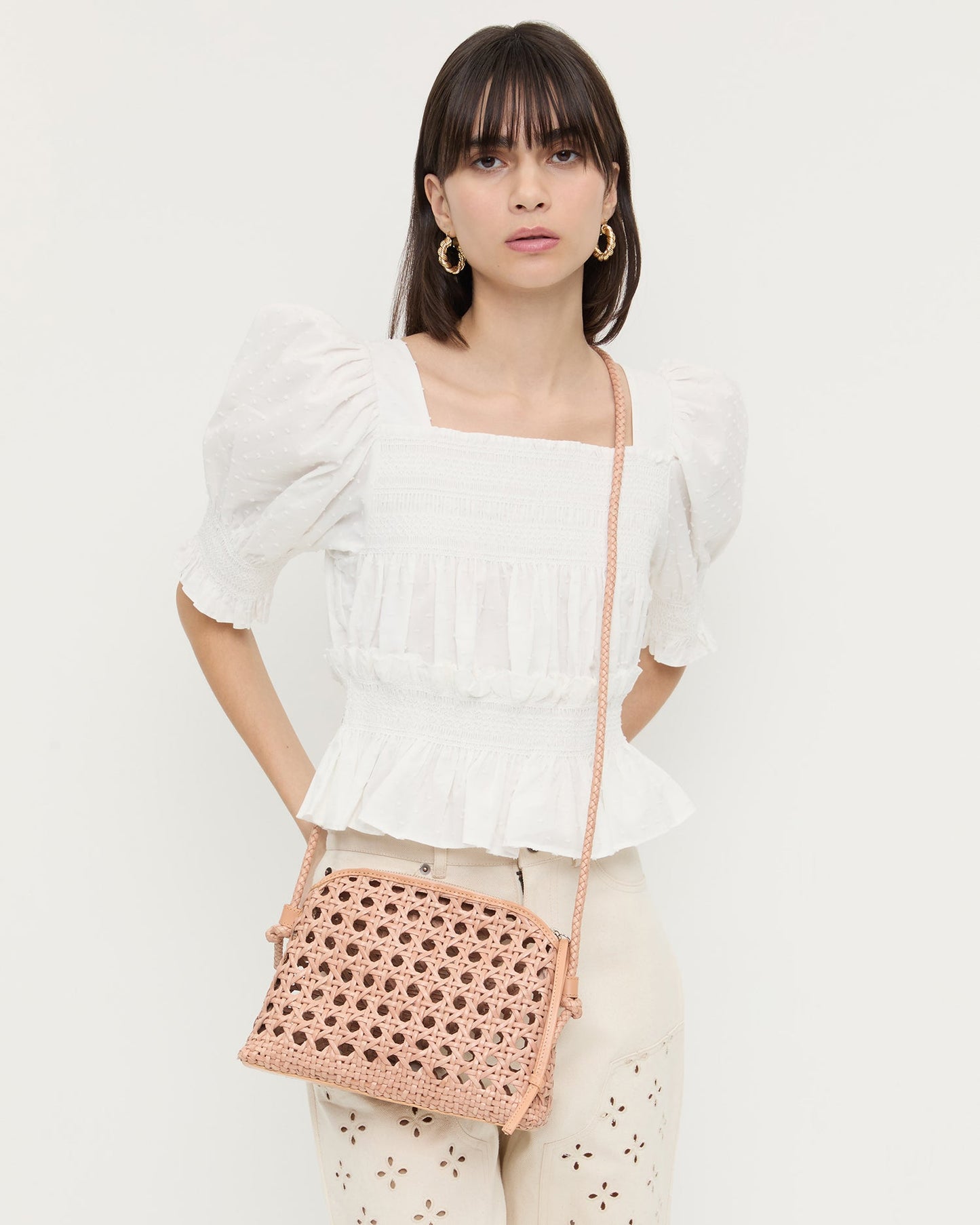 Sac bandoulière tissé Mallory Desert Sand