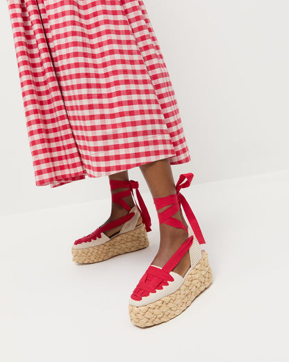 Espadrille à plateforme Mason naturelle/rouge
