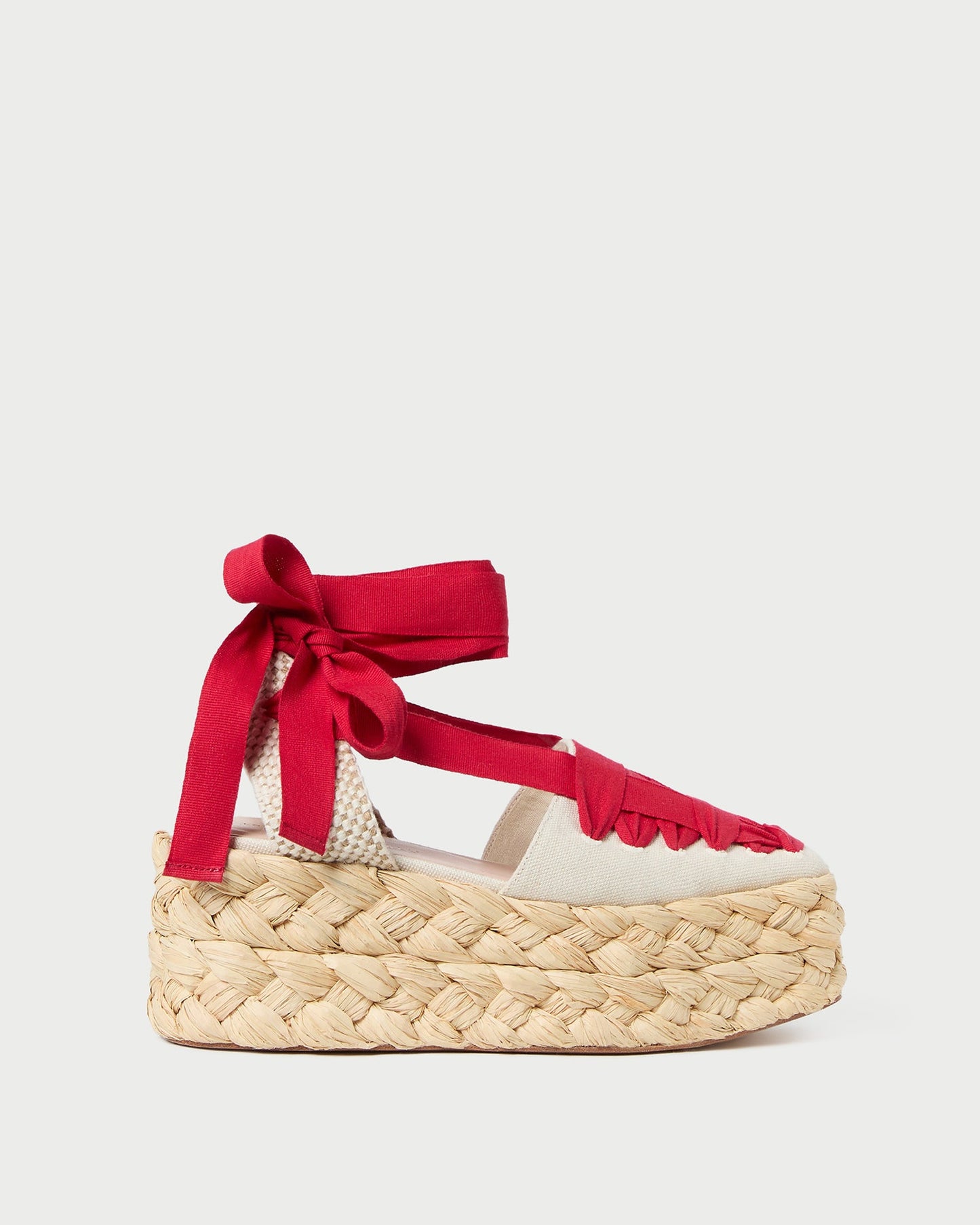 Espadrille à plateforme Mason naturelle/rouge