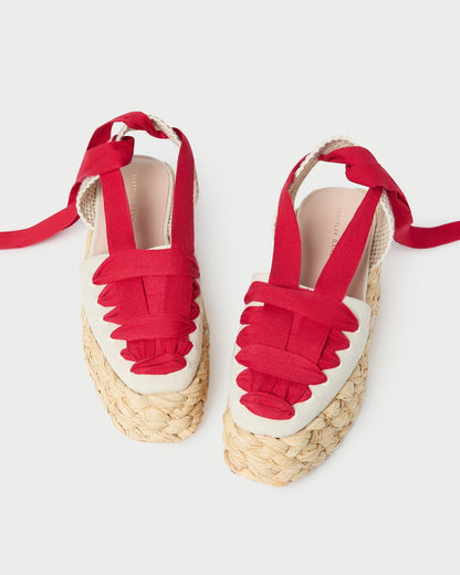 Espadrille à plateforme Mason naturelle/rouge