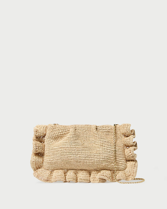 Pochette à volants en raphia naturel Mavis
