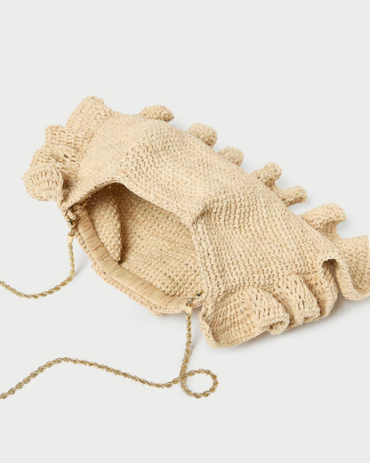 Pochette à volants en raphia naturel Mavis