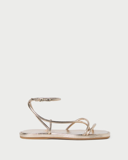 Sandale plate en cuir champagne Noor