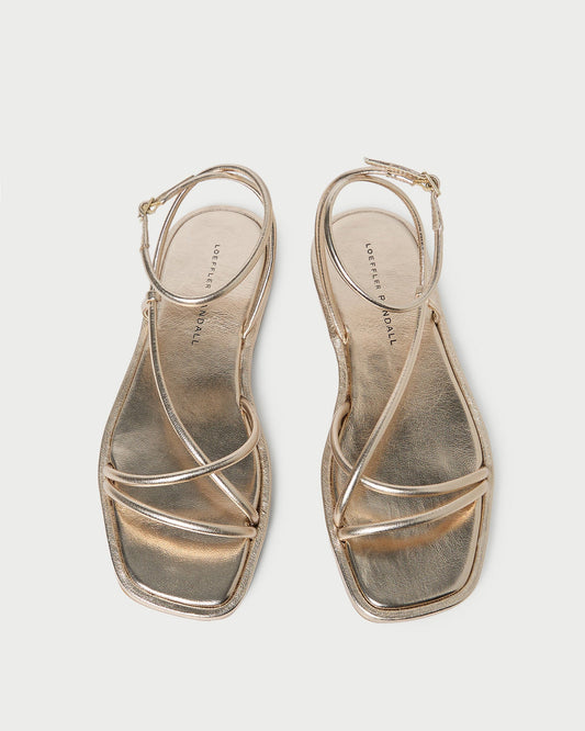 Sandale plate en cuir champagne Noor