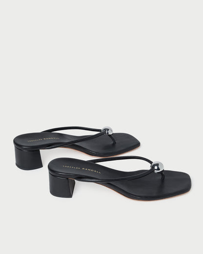 Sandale à talons en cuir noir Odessa