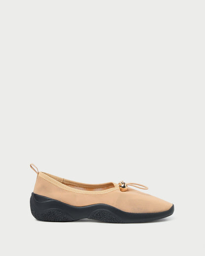 Raina Caramel/Noir Mesh Flat