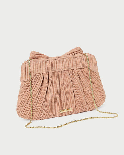 Pochette plissée à nœud Rayne Blush