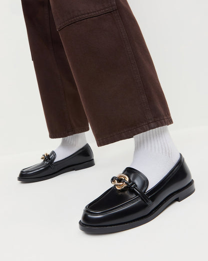 Mocassins en cuir noir Roma